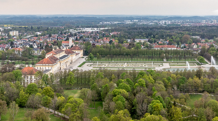 Luftbild aus Zeppelin: Schlossanlage Schleißheim - Neues Schloss und Schlosspark Oberschleißheim