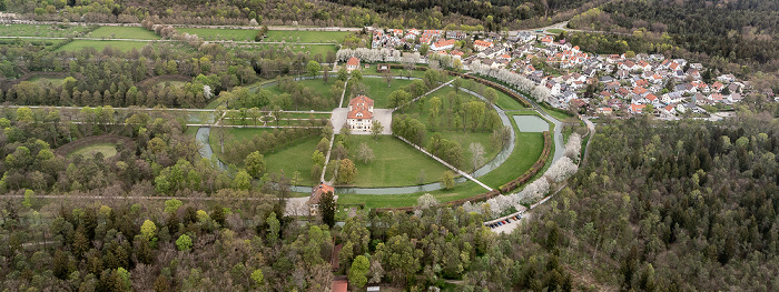 Luftbild aus Zeppelin: Schlossanlage Schleißheim - Schlosspark, Schloss Lustheim, Lustheim Oberschleißheim