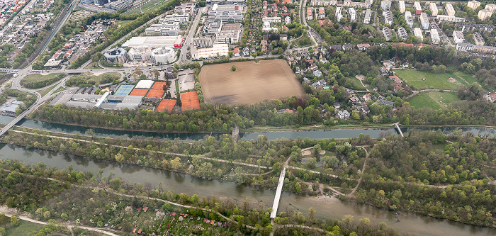 Luftbild aus Zeppelin: Unterföhring (links oben), Bogenhausen mit Oberföhring München