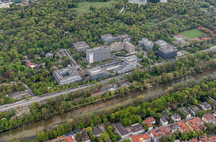 Luftbild aus Zeppelin: Schwabing-Freimann mit Tucherpark und Englischem Garten München