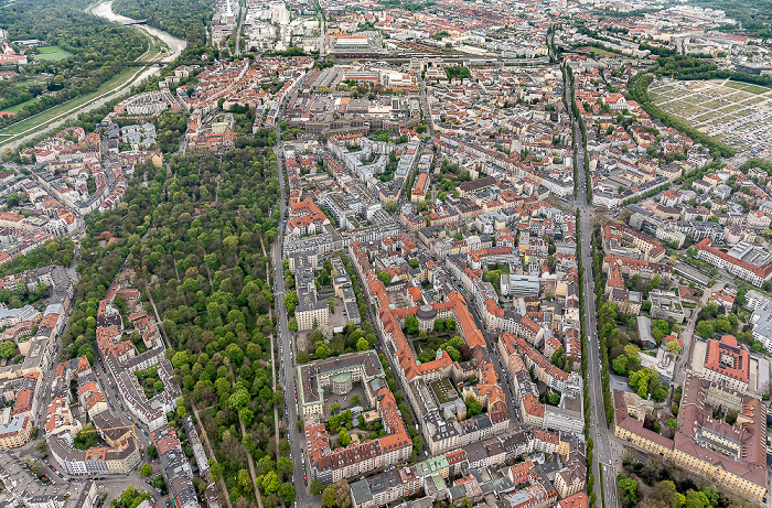 Luftbild aus Zeppelin: Ludwigsvorstadt-Isarvorstadt mit dem Alten Südfriedhof München
