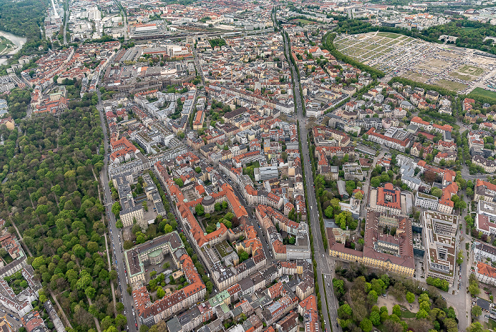 Luftbild aus Zeppelin: Ludwigsvorstadt-Isarvorstadt, Sendling (oben) München