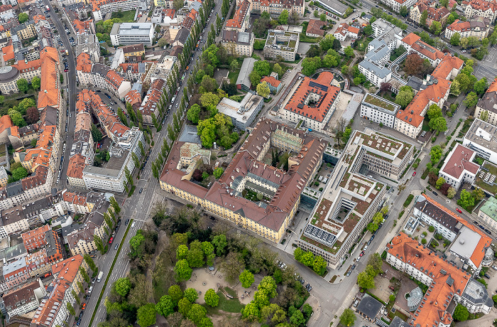 Luftbild aus Zeppelin: Ludwigsvorstadt-Isarvorstadt mit dem Klinikviertel München