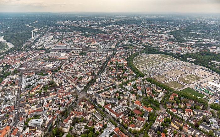 Luftbild aus Zeppelin: Ludwigsvorstadt-Isarvorstadt, Sendling (oben), Sendling-Westpark (rechts oben) München