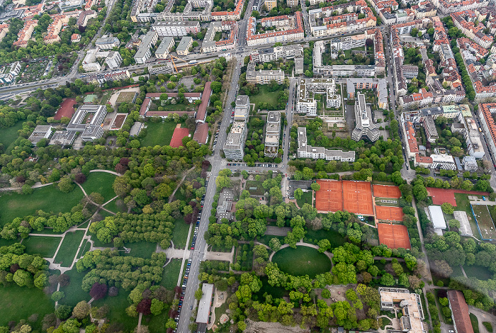 München Luftbild aus Zeppelin: Schwabing-West Bayernpark Belgradstraße Karl-Theodor-Straße Luitpoldpark