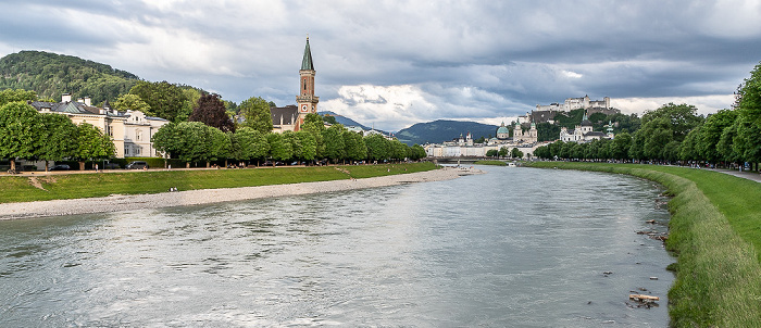 Salzburg Salzach, Altstadt Christuskirche Elisabethkai Festung Hohensalzburg Kollegienkirche Salzburger Dom