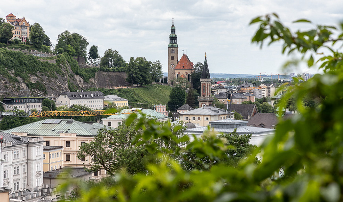 Salzburg Blick vom Kapuzinerberg: Altstadt Christuskirche Hotel Schloss Mönchstein Müllner Kirche