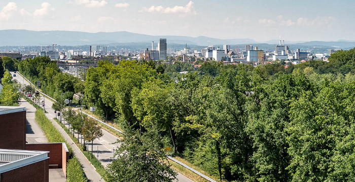 Blick vom Vitra Slide Tower: Basel Weil am Rhein