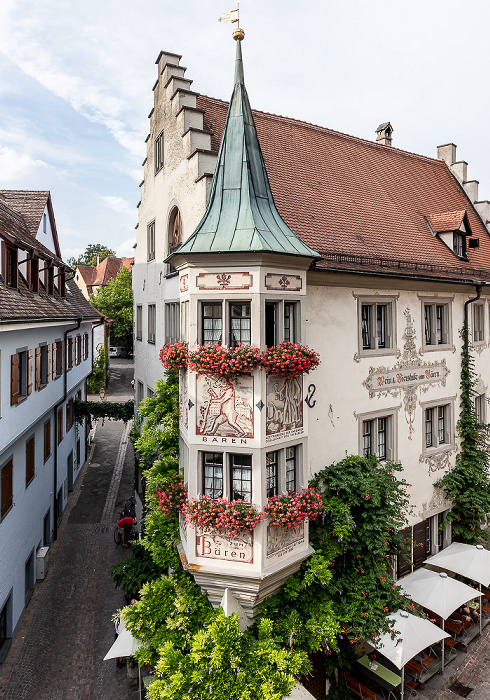 Meersburg Blick aus dem Hotel Löwen: Oberstadt mit dem Marktplatz, Restaurant Zum Bären und Obertor