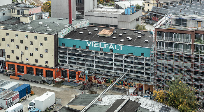 Blick aus dem WERK4 (ehem. Kartoffelsilo der Pfanni-Werke): Werksviertel München