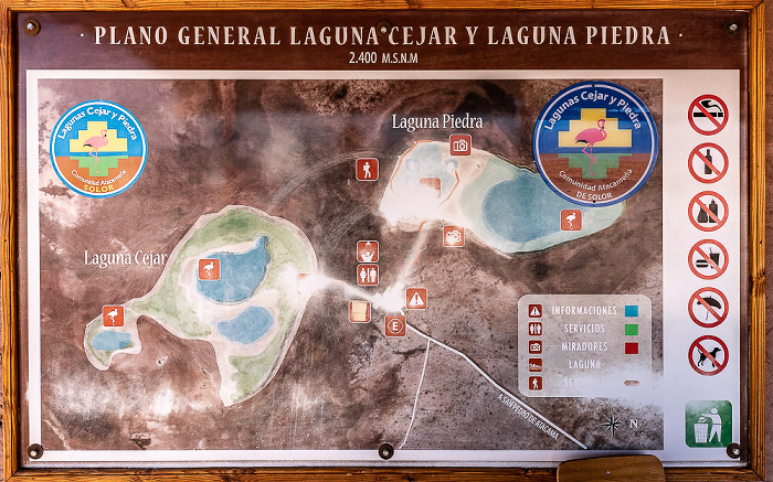 Salar de Atacama Karte mit Laguna Cejar und Laguna Piedra