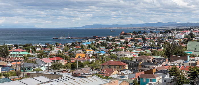 Blick vom Aussichtspunkt Cerro de la Cruz: Magellanstraße Punta Arenas