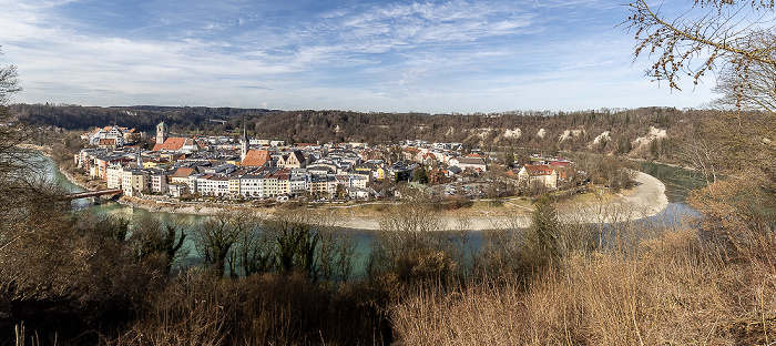 Blick vom Aussichtspunkt Schöne Aussicht: Inn, Altstadt, Innleiten Wasserburg am Inn