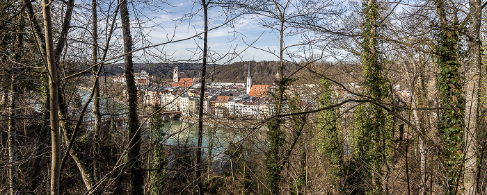 Blick vom Kellerbergweg: Inn, Altstadt Wasserburg am Inn