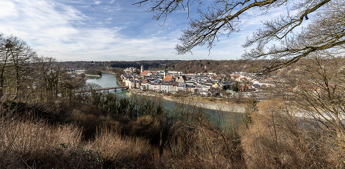 Blick vom Kellerbergweg: Inn, Altstadt Wasserburg am Inn