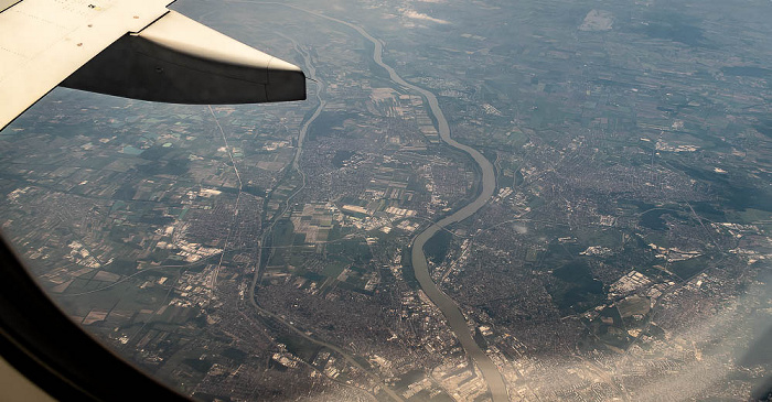 Budapest 2023-05-28 Flug THY1630 München Franz Josef Strauß (MUC/EDDM) - Istanbul Airport (IST/LTFM) Donau Ráckevei-Duna Luftbild aerial photo