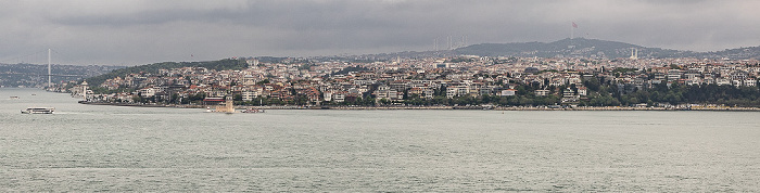 Istanbul Blick vom Topkapı-Palast: Borporus, Üsküdar Bosporus-Brücke (Brücke der Märtyrer des 15. Juli) Leanderturm