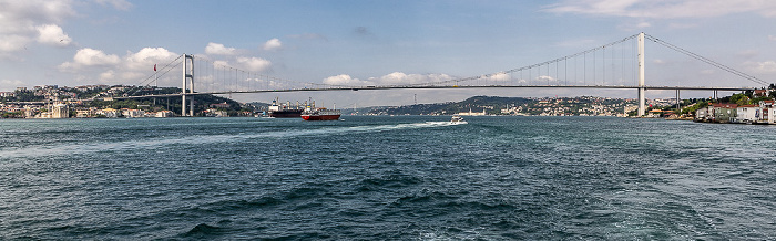 Istanbul Bosporus, Bosporus-Brücke (Brücke der Märtyrer des 15. Juli) Beşiktaş Ortaköy-Moschee Üsküdar
