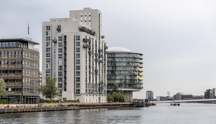 Kopenhagen Sydhavnen, Amager mit dem Wennbergsiloen und der Gemini Residence  Bryggebroen