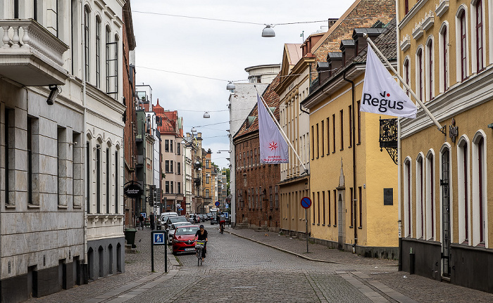 Malmö Gamla staden: Adelgatan (vorne), Västergatan