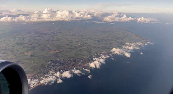 Schonen Trelleborg, Ostsee 2023-06-18 Flug DLH2443 Kopenhagen-Kastrup (CPH/EKCH) - München Franz Josef Strauß (MUC/EDDM) Luftbild aerial photo