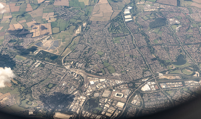 South East England - Buckinghamshire: Milton Keynes 2023-08-25 Flug DLH2508 München Franz Josef Strauß (MUC/EDDM) - Birmingham (BHX/EGBB) Luftbild aerial photo