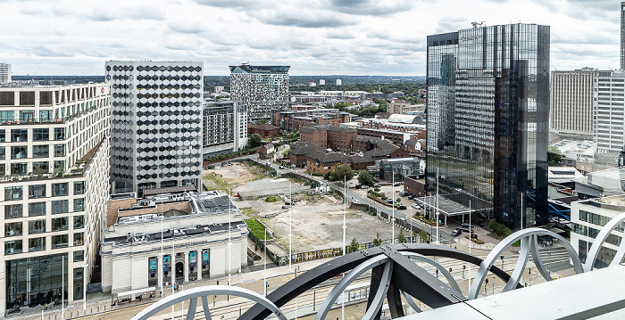 Blick von der Library of Birmingham Birmingham Municipal Bank Headquarters Hyatt Regency Hotel One Centenary Square The Cube The Wharf Three Arena Central