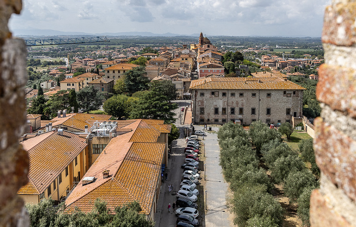 Blick von der Rocca del Leone: Centro storico mit dem Palazzo della Corgna, der Via Vittorio Emanuele und der Chiesa di Santa Maria Maddalena Castiglione del Lago