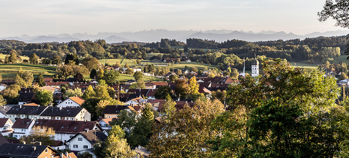 Blick von der Bergstraße: Erling mit St. Vitus Andechs