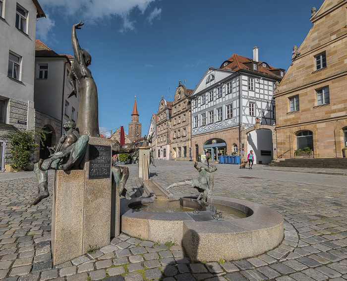 Fürth Marktplatz: Gauklerbrunnen St. Michael