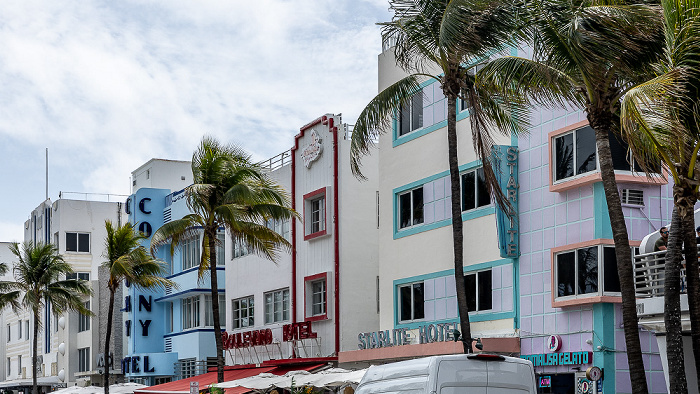 Ocean Drive (v.r.): Starlite Hotel, Boulevard Hotel, The Colony Hotel Miami Beach
