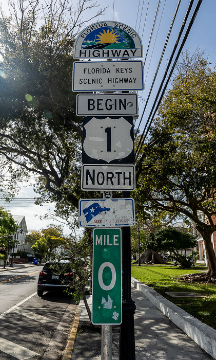 Whitehead Street: US-1 Mile Marker 0 (U.S. Highway 1) Key West