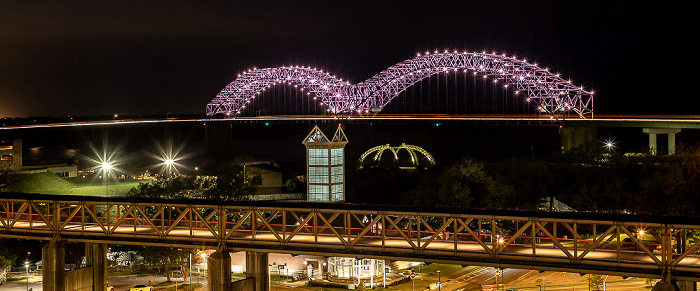 Blick vom Comfort Inn Downtown: Mississippi River mit der Hernando de Soto Bridge, Interstate I-40 Memphis