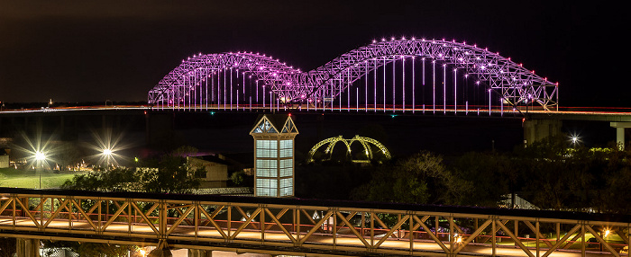 Blick vom Comfort Inn Downtown: Mississippi River mit der Hernando de Soto Bridge, Interstate I-40 Memphis