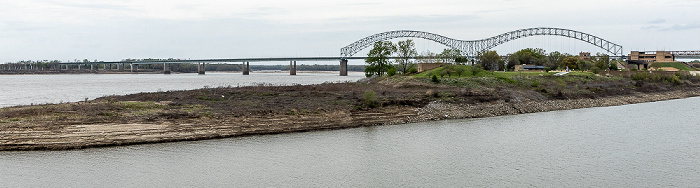 Mississippi River, Hernando de Soto Bridge, Mud Island River Park und Wolf River Harbor Memphis