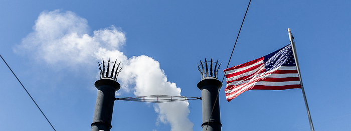 Steamboat Natchez: Smokestacks, Dampf aus der Steamwhistle New Orleans