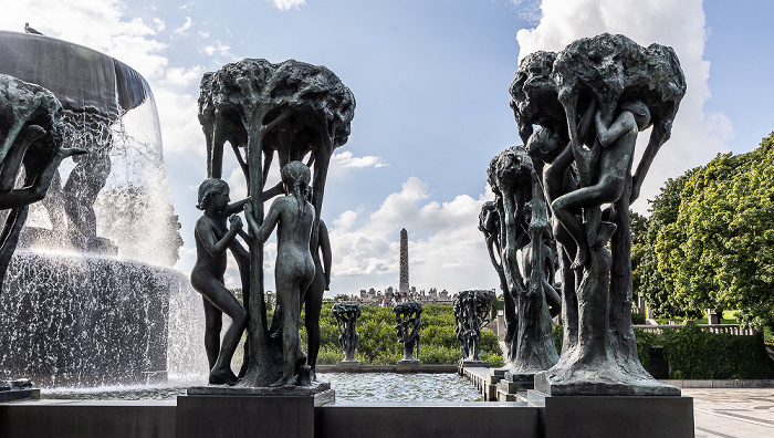 Frognerparken: Vigeland-Skulpturenpark (Vigelandsparken) mit der Fontenen i Vigelandsanlegget Oslo