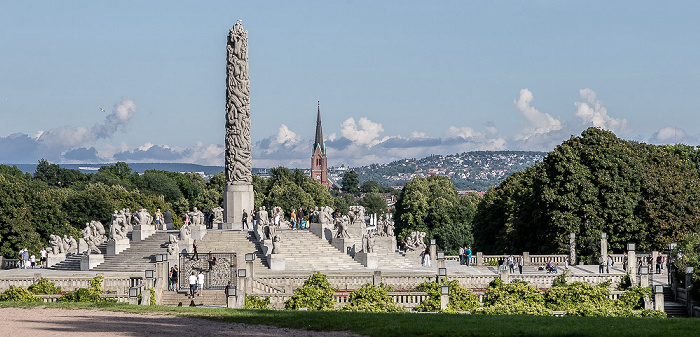 Frognerparken: Vigeland-Skulpturenpark (Vigelandsparken) mit dem Monolitten (Obelisk Monolitten) Oslo