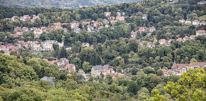Blick von der Wartburg: Südviertel mit der Karthäuserhöhe und Mariental (unten) Eisenach