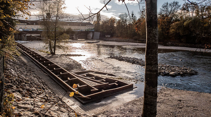 Isar mit Fischtreppe, Stauwehr Oberföhring München