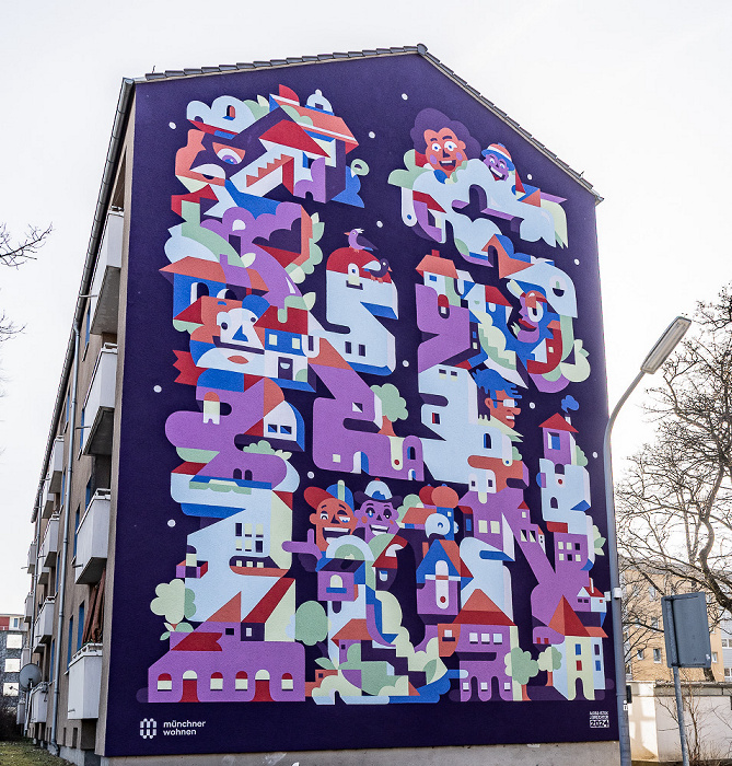 Innsbrucker Ring (links) / Ayinger Straße (unten) / Möschenfelder Straße (rechts): Street Art München