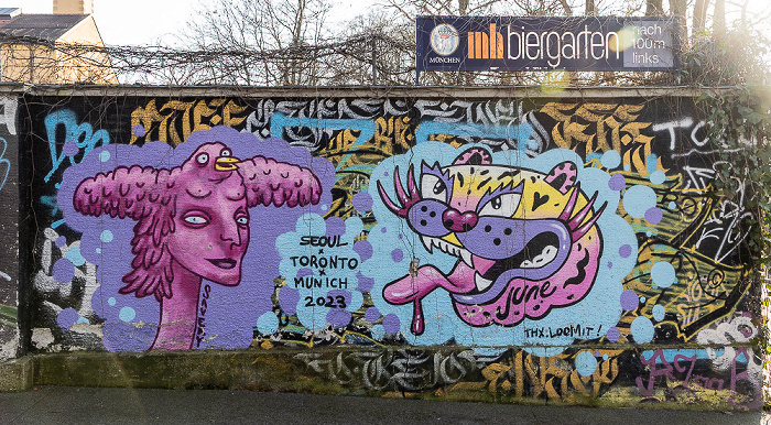Zellstraße: Biergarten an der Muffathalle - Street Art München