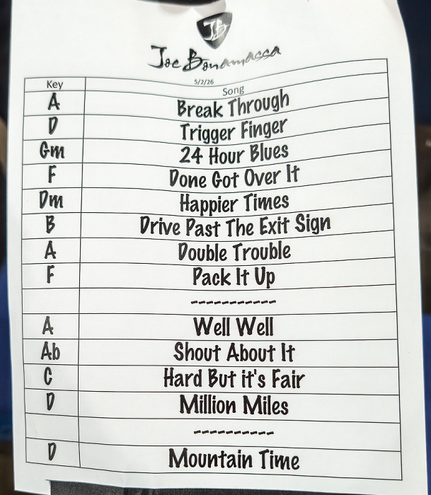 PSD Bank Nürnberg Arena: Setlist Joe Bonamassa