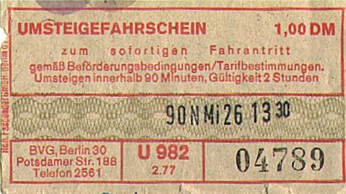 Berlin BVG-Umsteigefahrschein