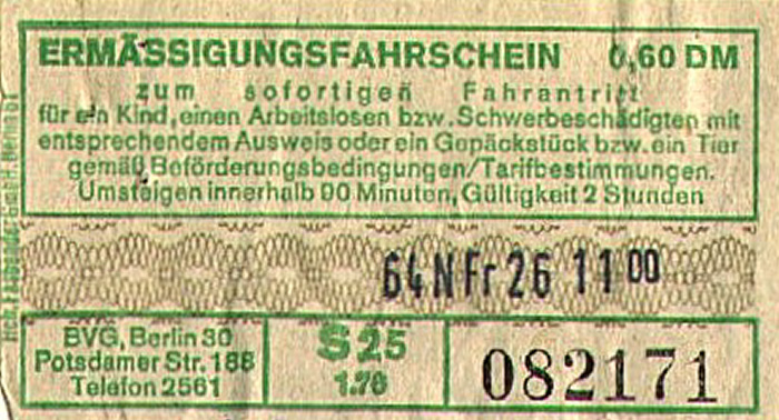 Berlin BVG-Ermäßigungsfahrschein