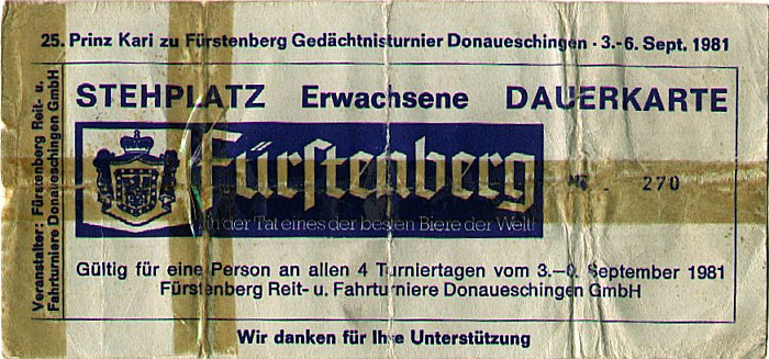 Donaueschingen 25. Prinz Kari zu Fürstenberg Gedächtnisturnier 3.-6.9.