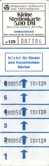 München MVV Kleine Streifenkarte