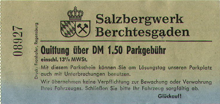 Berchtesgaden Parkschein Salzbergwerk