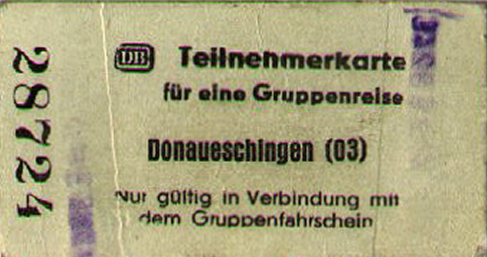 Gruppen-Bahnfahrkarte Donaueschingen - Rottweil - Donaueschingen