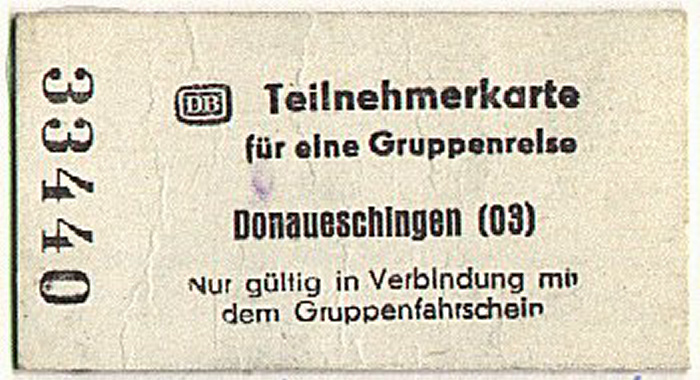 Bahnfahrkarte Donaueschingen - München - Donaueschingen 20./23.11.